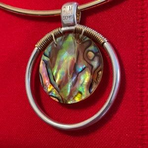 ROBERT LEE MORRIS GOLD SILVER TONE ABALONE WIRE CHOKER NECKLACE NWT